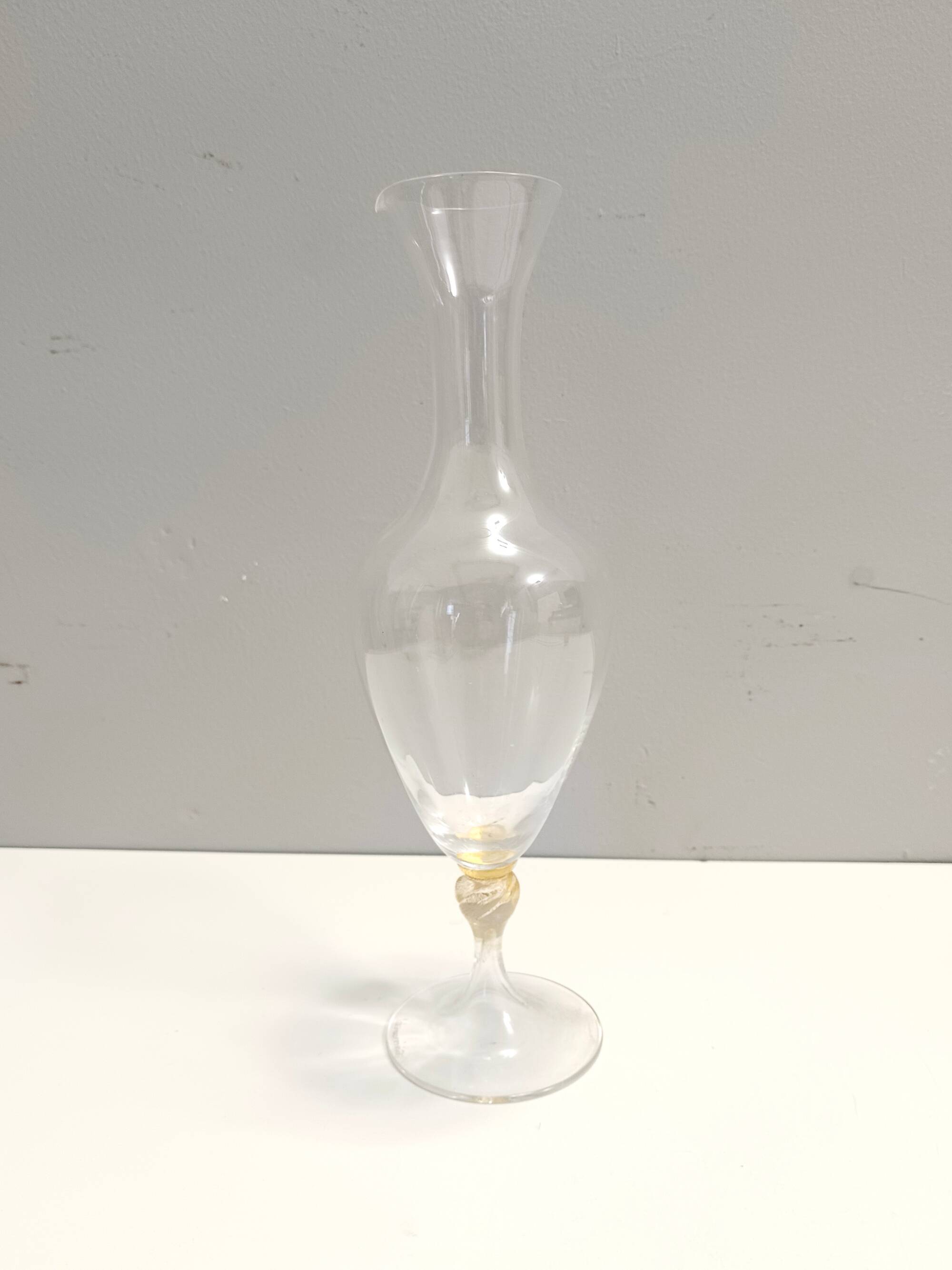 Transparent and Murano Glass Pitcher Vase by La Murrina with Gold Leaf, Ita