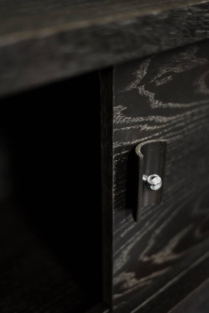 Mid-Century Modern Scandinavian Buffet in Dark Oak with Wooden and Metal Handles, 1960s