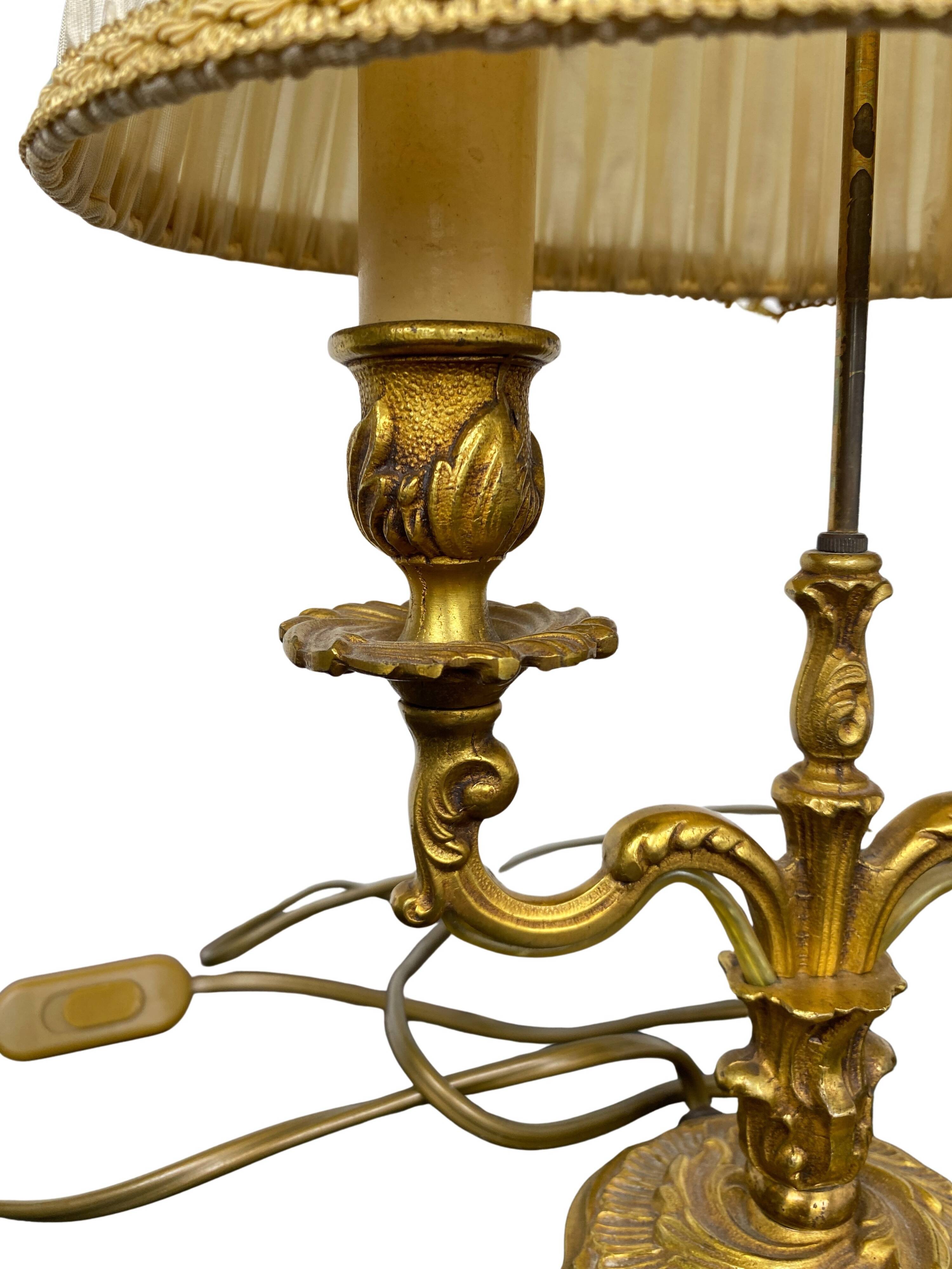 Neoclassical gilt bronze bouillote lamp, 19th century