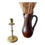 Engraved brass candle holder