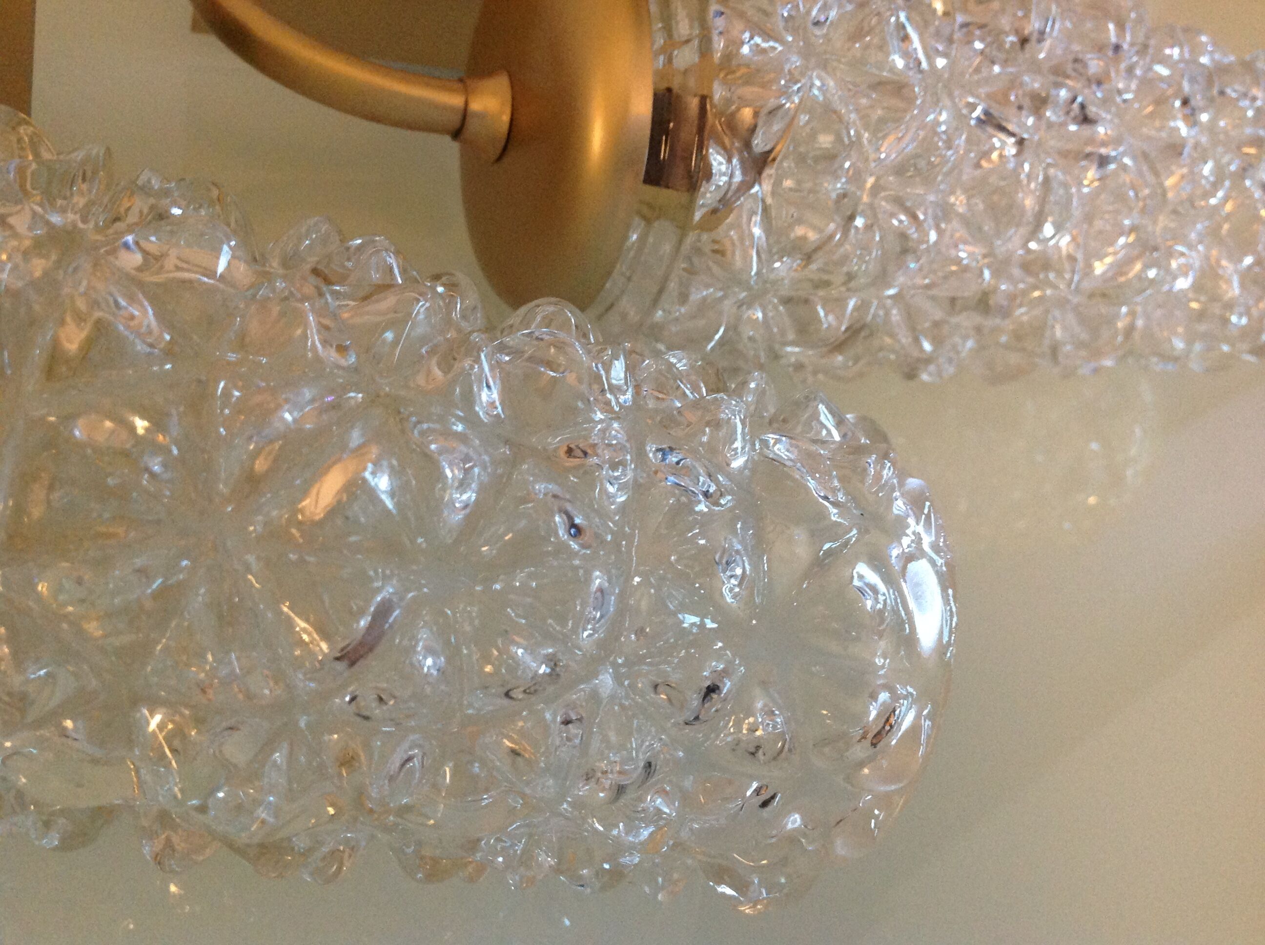 Pair of tulip glass and gold/vintage metal wall lamps 60/70