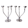 Pair of art deco candlesticks in stainless steel 3 flames and blue stones, Spain, 1970