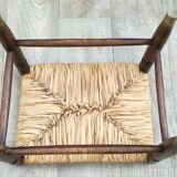 Vintage wooden and straw stool
