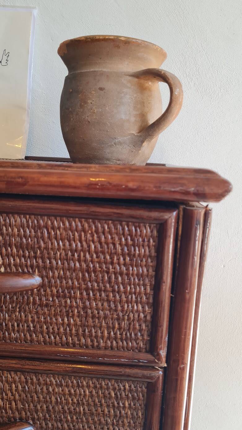 Commode en rotin vintage circa années 70