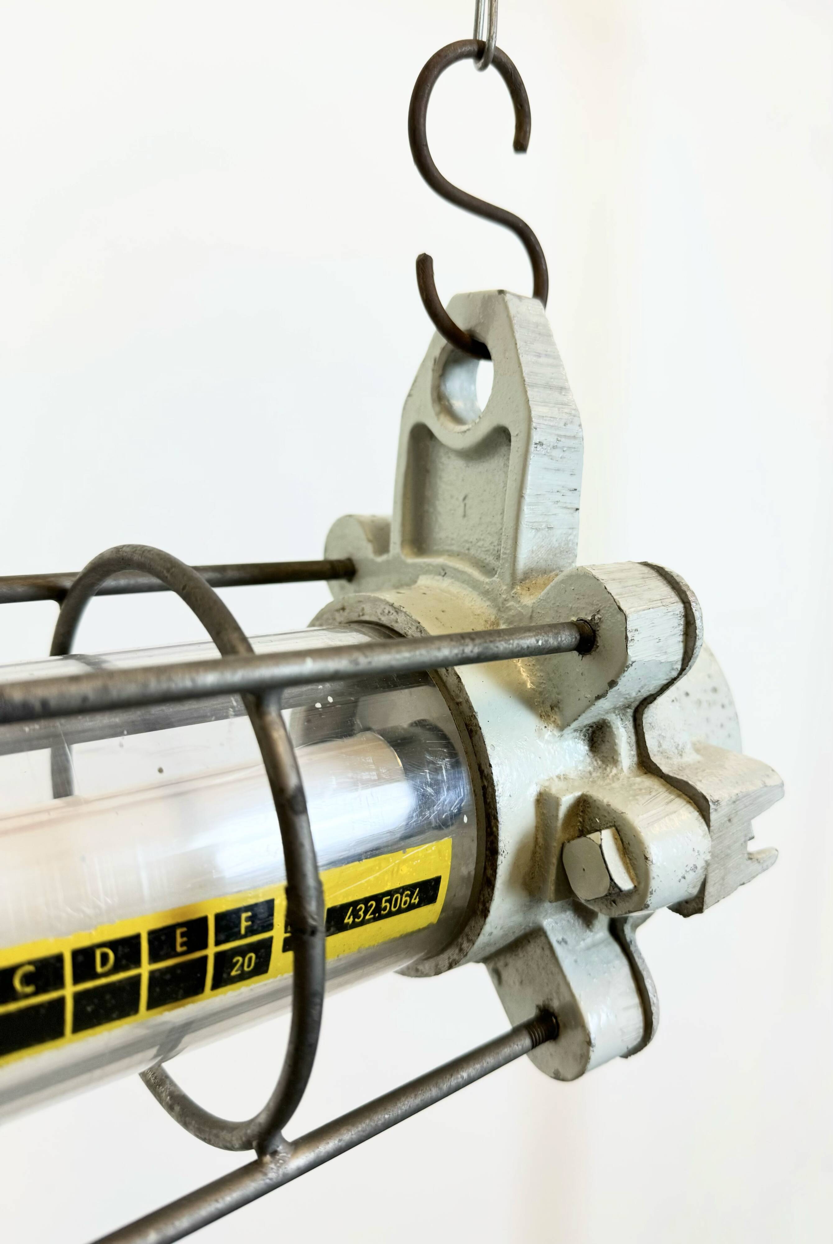 Grey Industrial Hanging Tube Light from Elektrosvit, 1980s