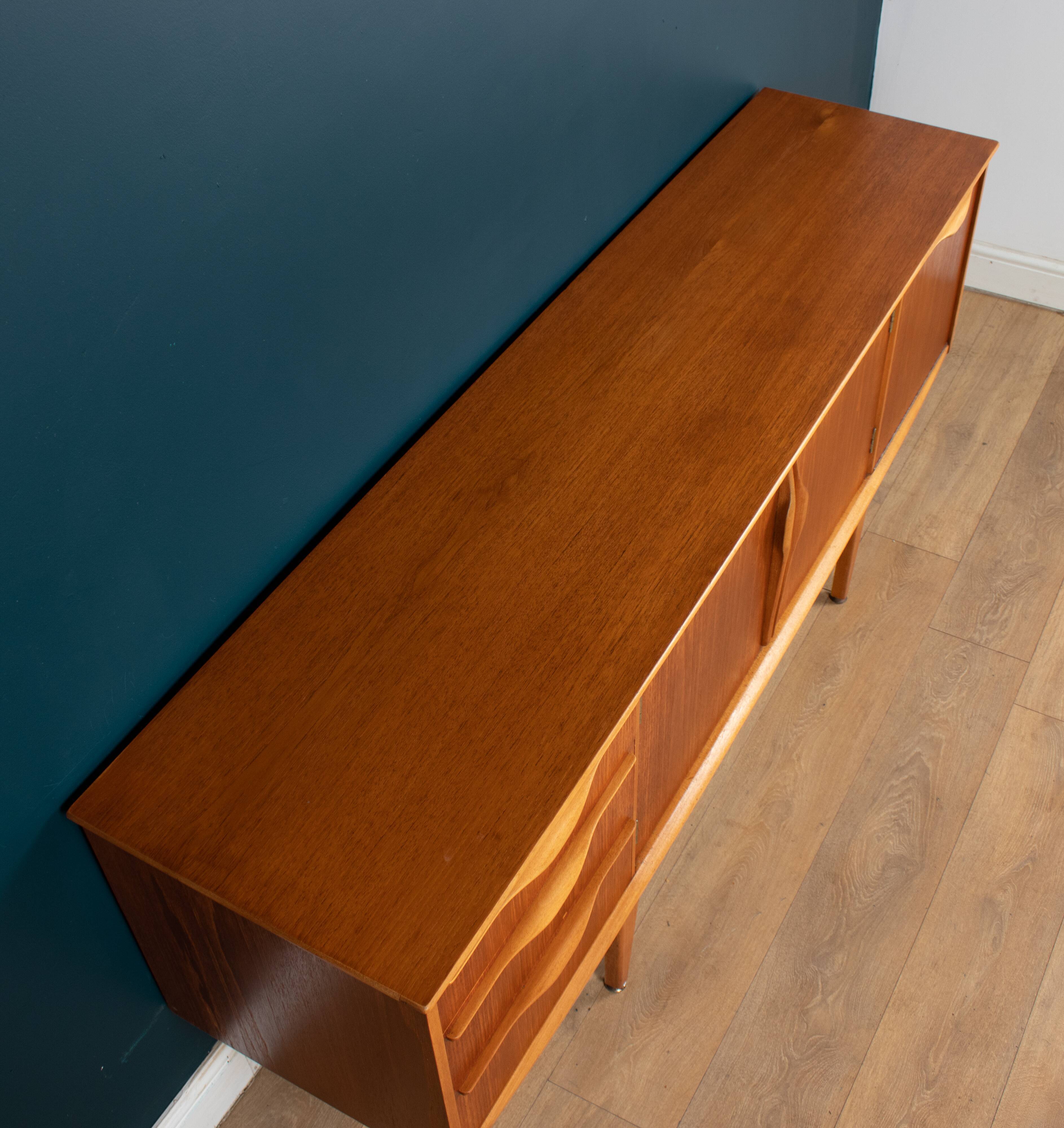 Retro teak 1960s jentique mid century restored sideboard with folded handles