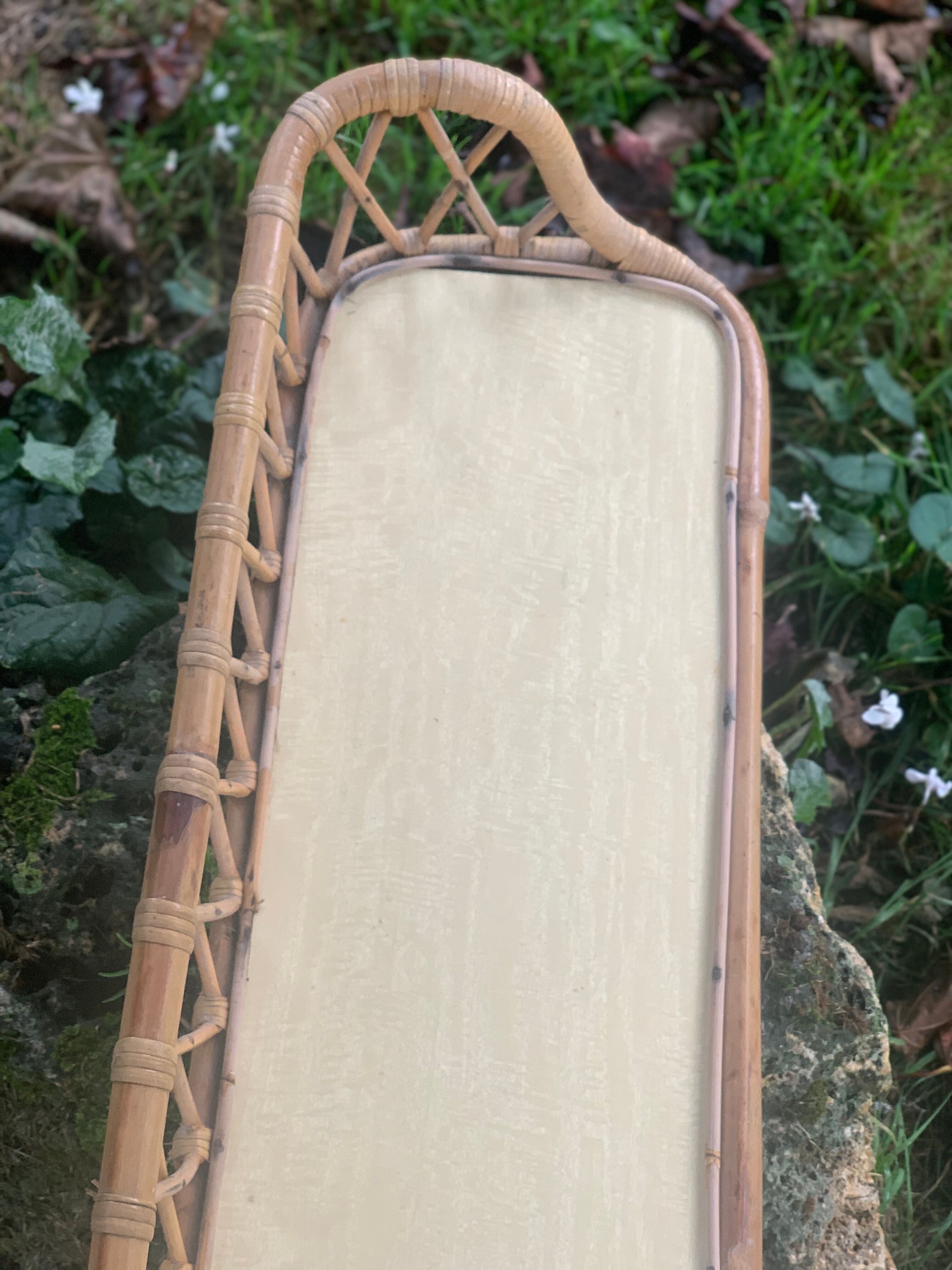 Antique rattan wall shelf