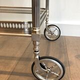 Silver brass rolling table with removable trays