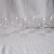 Set of 6 antique decorated wine glasses.