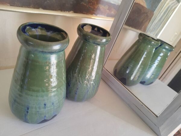 Paire de vases en grès de Puisaye de Léon Pointu