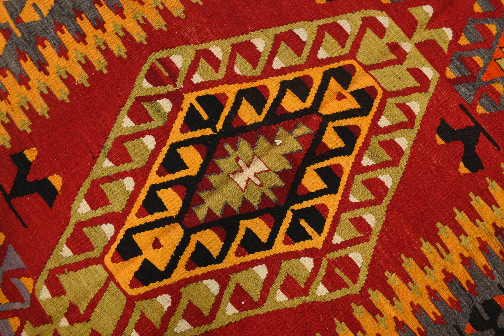 Turkish Red & Orange Tribal Vintage Kilim Rug, 168x295Cm