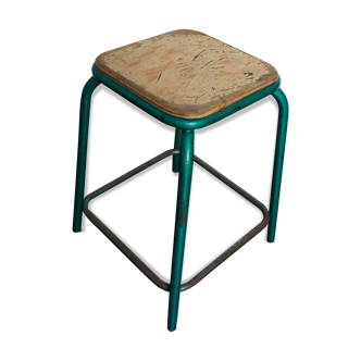 Tabouret atelier vintage métal et bois