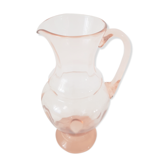 Carafe verre rosé Art Déco