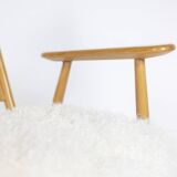 Pair of “lounge” armchairs in blond beech. 1950s