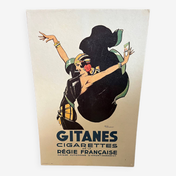 Carton publicitaire Gitanes par René Vincent