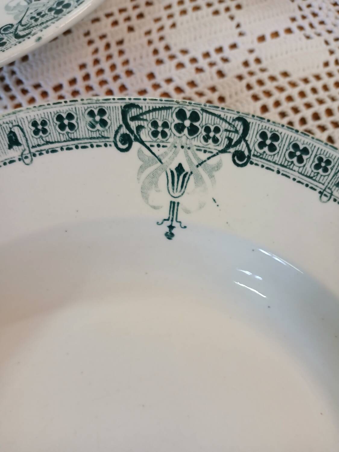 6 antique ironstone soup plates