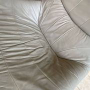 Swivel lounge chair ottoman footrest leather Mantis Gerard Van den Ber