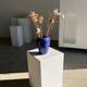 Modern vase oblong dark blue / dark purple H:19cm