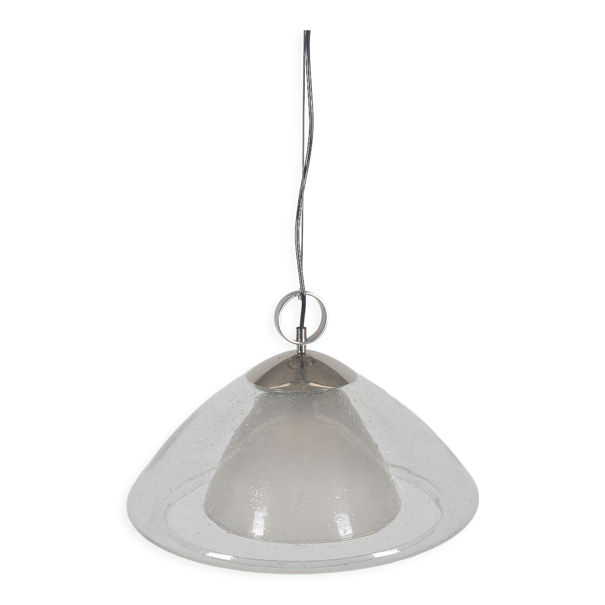 Mid-century glass and chrome hanging lamp, 1970s