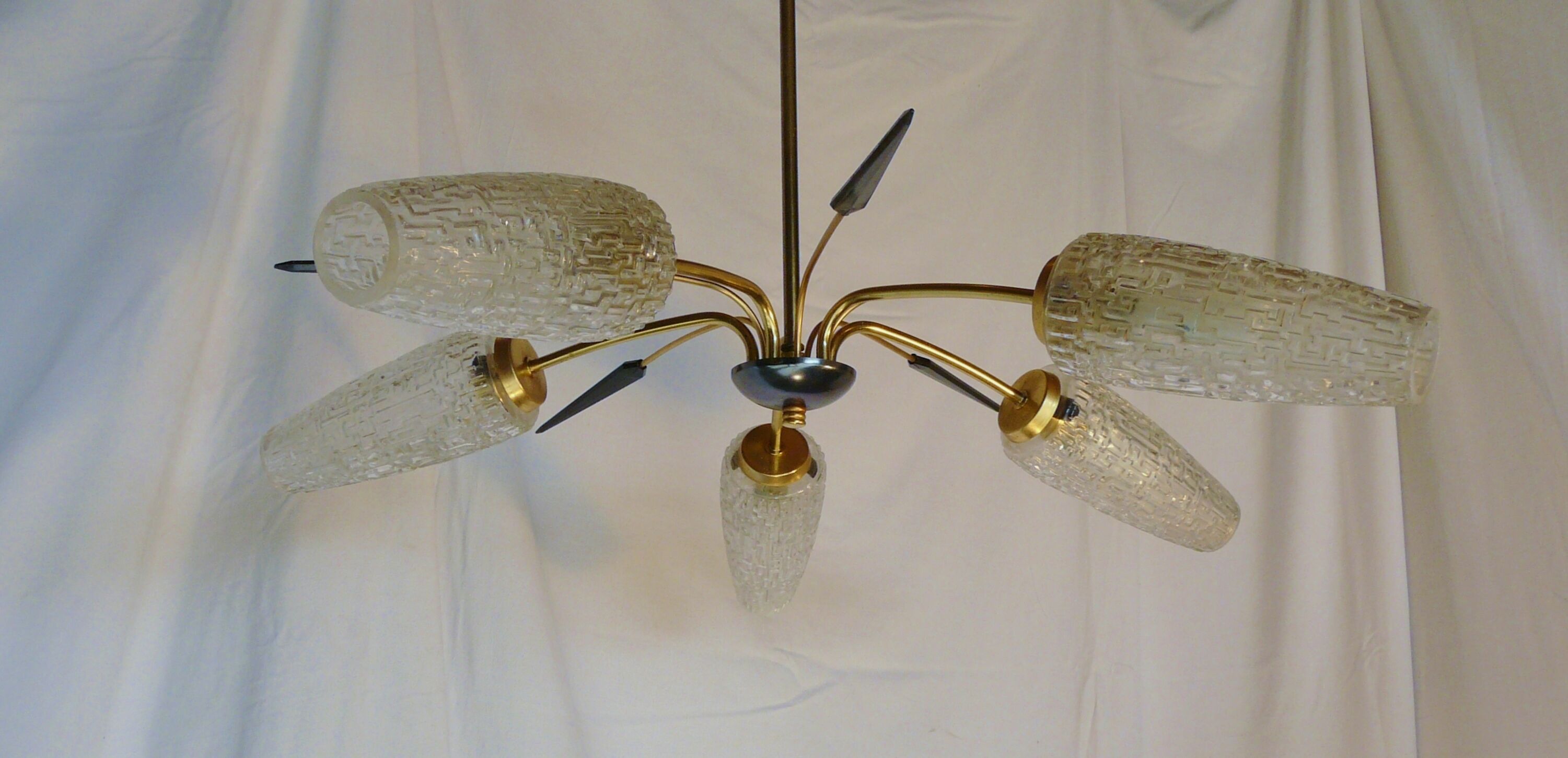 Vintage 50s suspension ceiling five lights