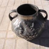 Pewter vase with vine decoration, 1930