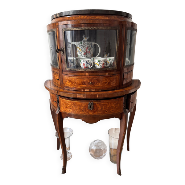 Bonheur du jour marqueterie demi lune Napoléon III