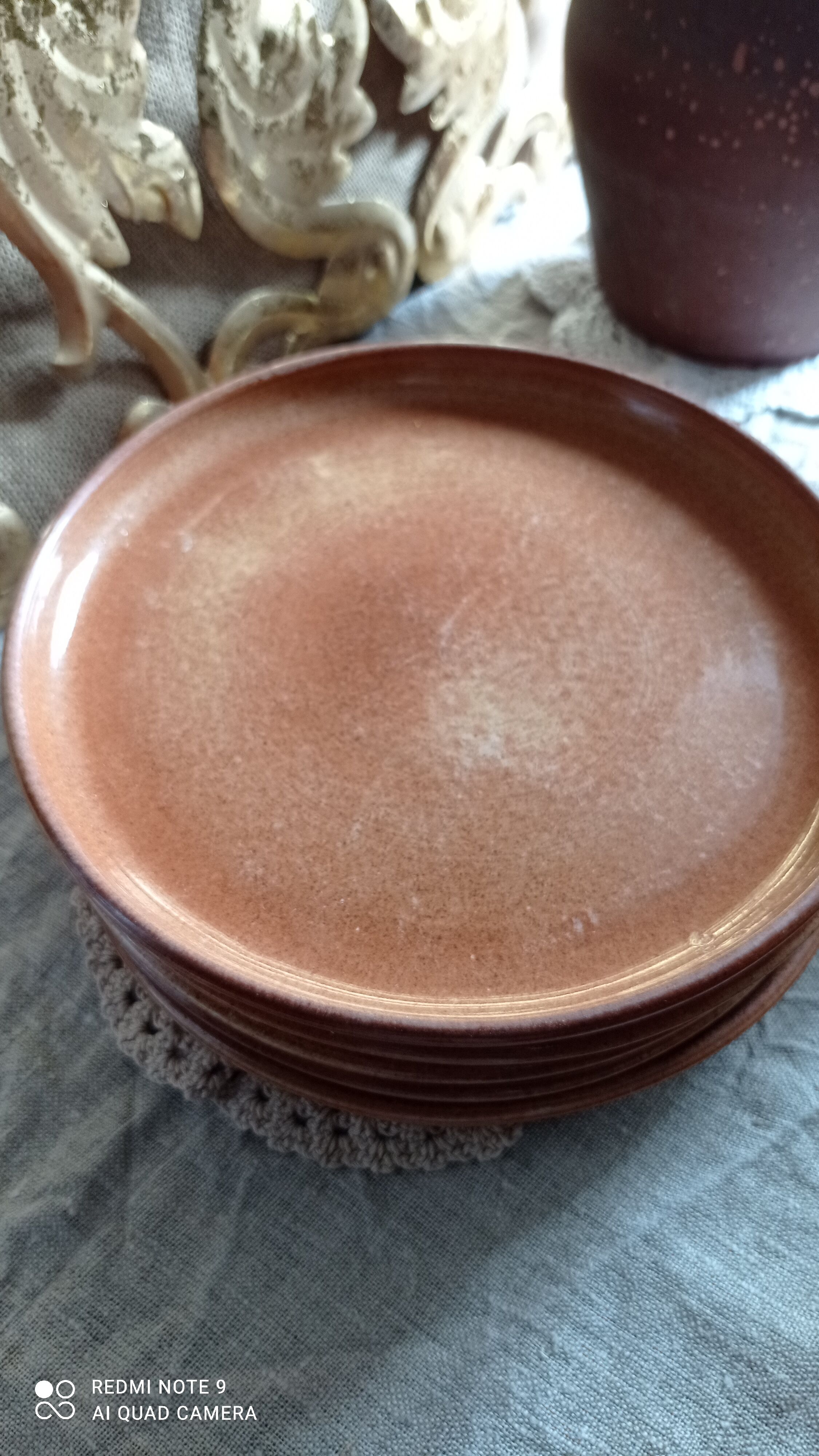 Set of five plates in sandstone