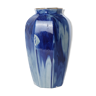Vase bleu effet encre avec encolure en feuille d'or