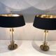 Pair of Brass and White Lacquer Table Lamps, Neoclassical Style, Tr