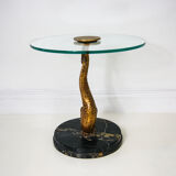 Hollywood Regency Marble and Metal Koi Fish Side Table