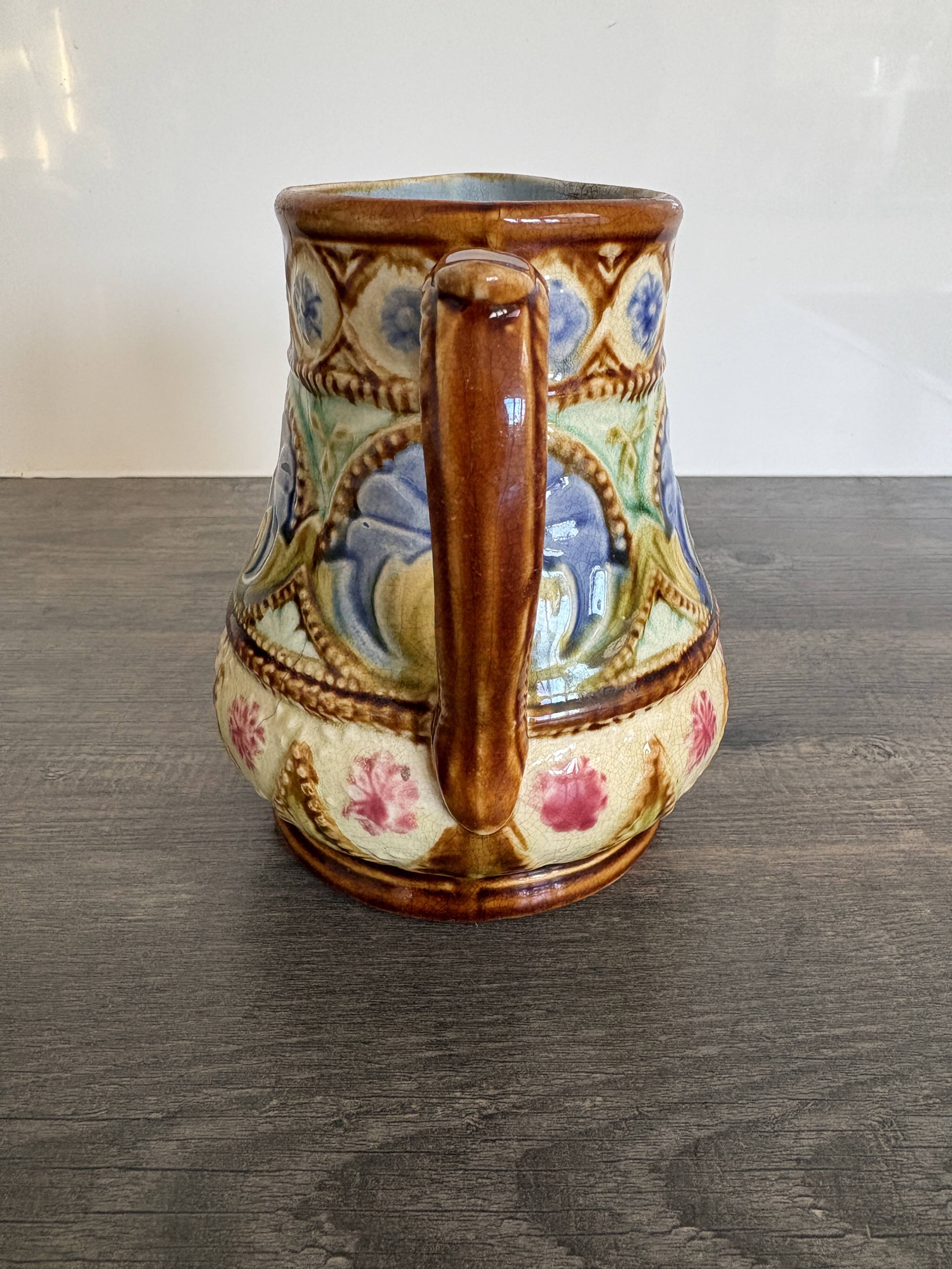 Antique Art Nouveau barbotine jug