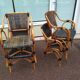 4 Fauteuil Boho chic 2 tons en Rotin, café bistro Vintage