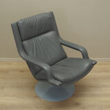 Grey leather swivel armchair, Danish design, 1960s, designer: Geoffrey Harcourt, manufacturer: Artif