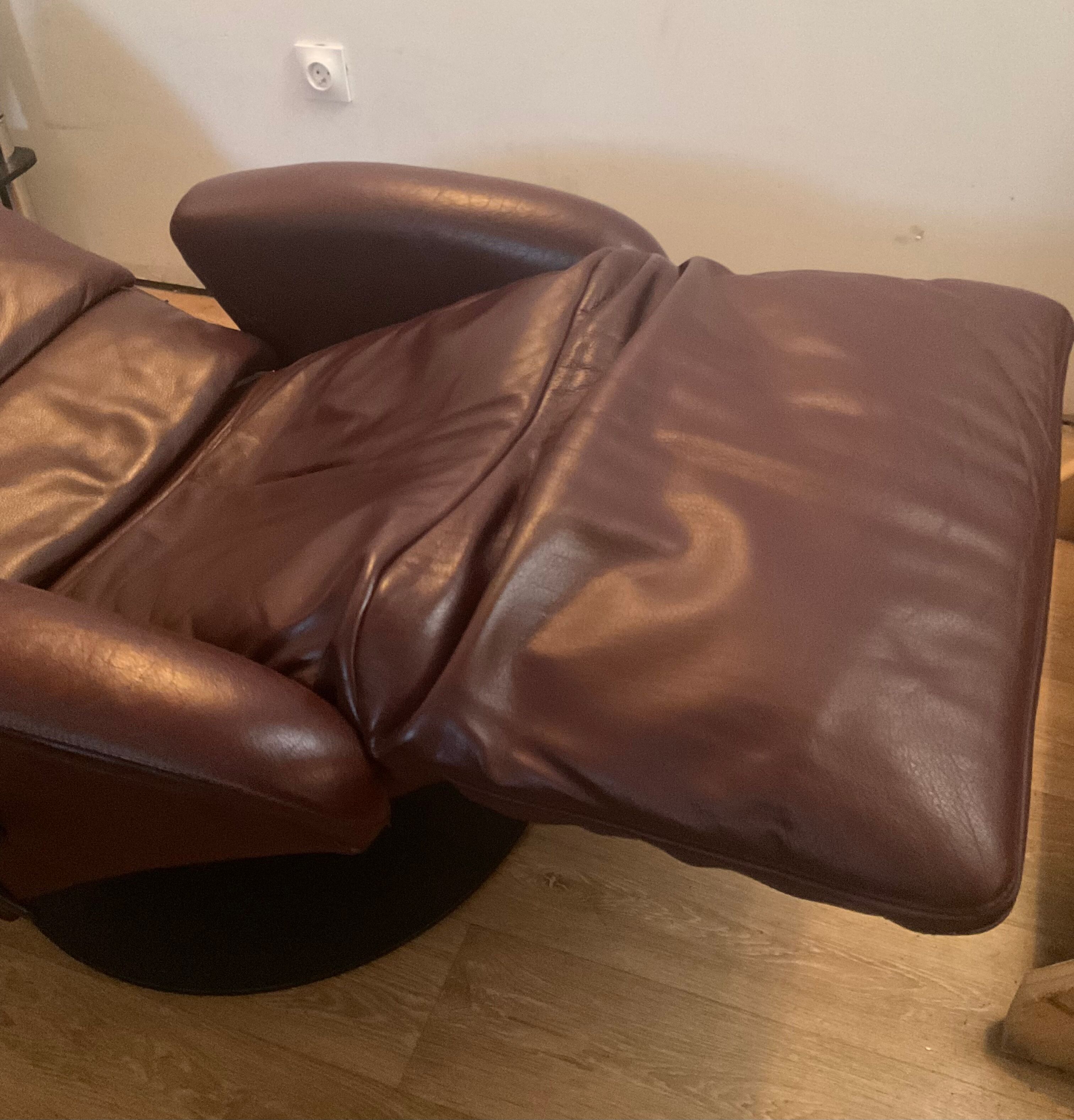 Fauteuil relax Jori des années 70 80 en cuir