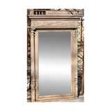 Imposing fireplace mirror in carved and painted wood, 19th century.