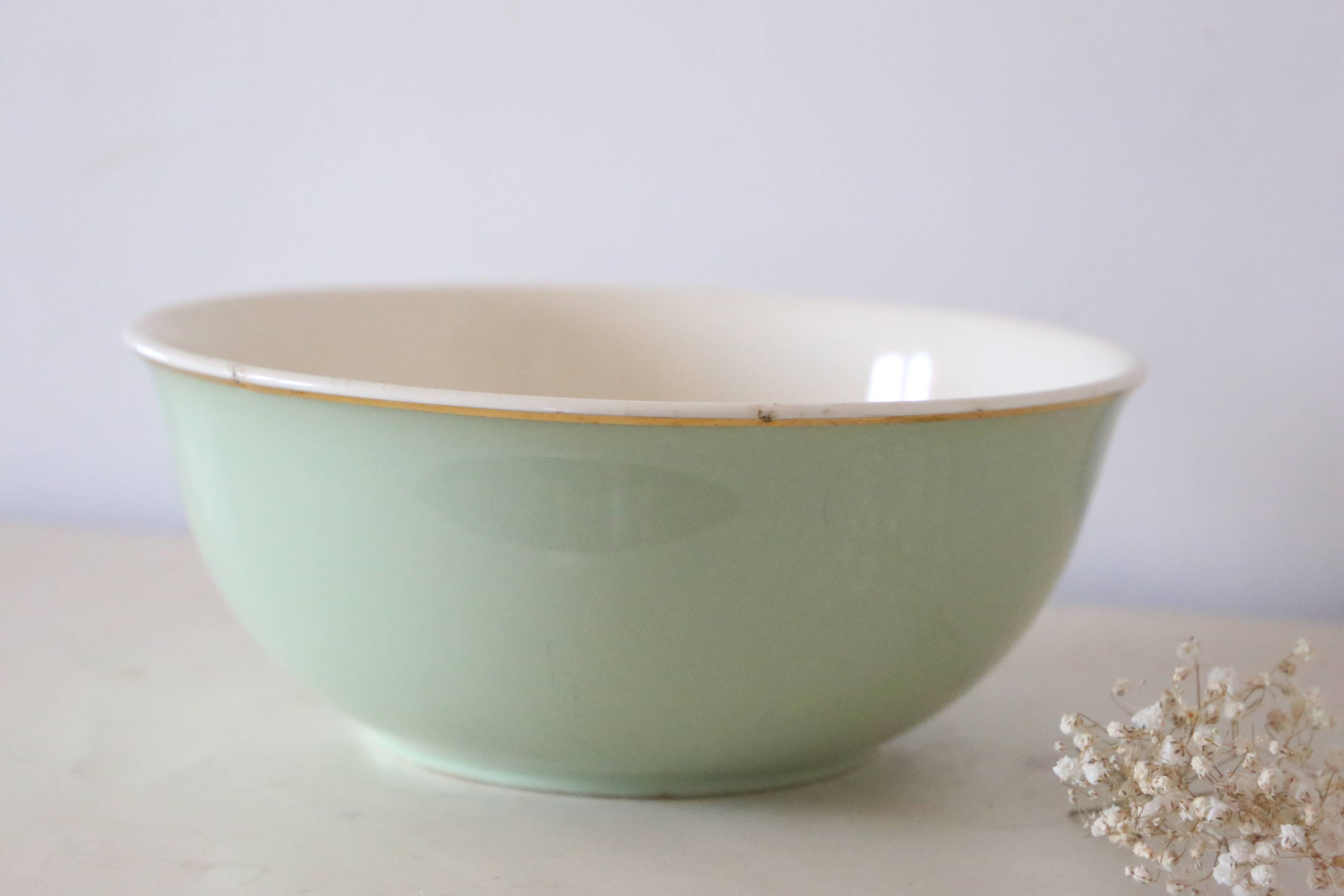 Green mint salad bowl, Villeroy and Boch, vintage