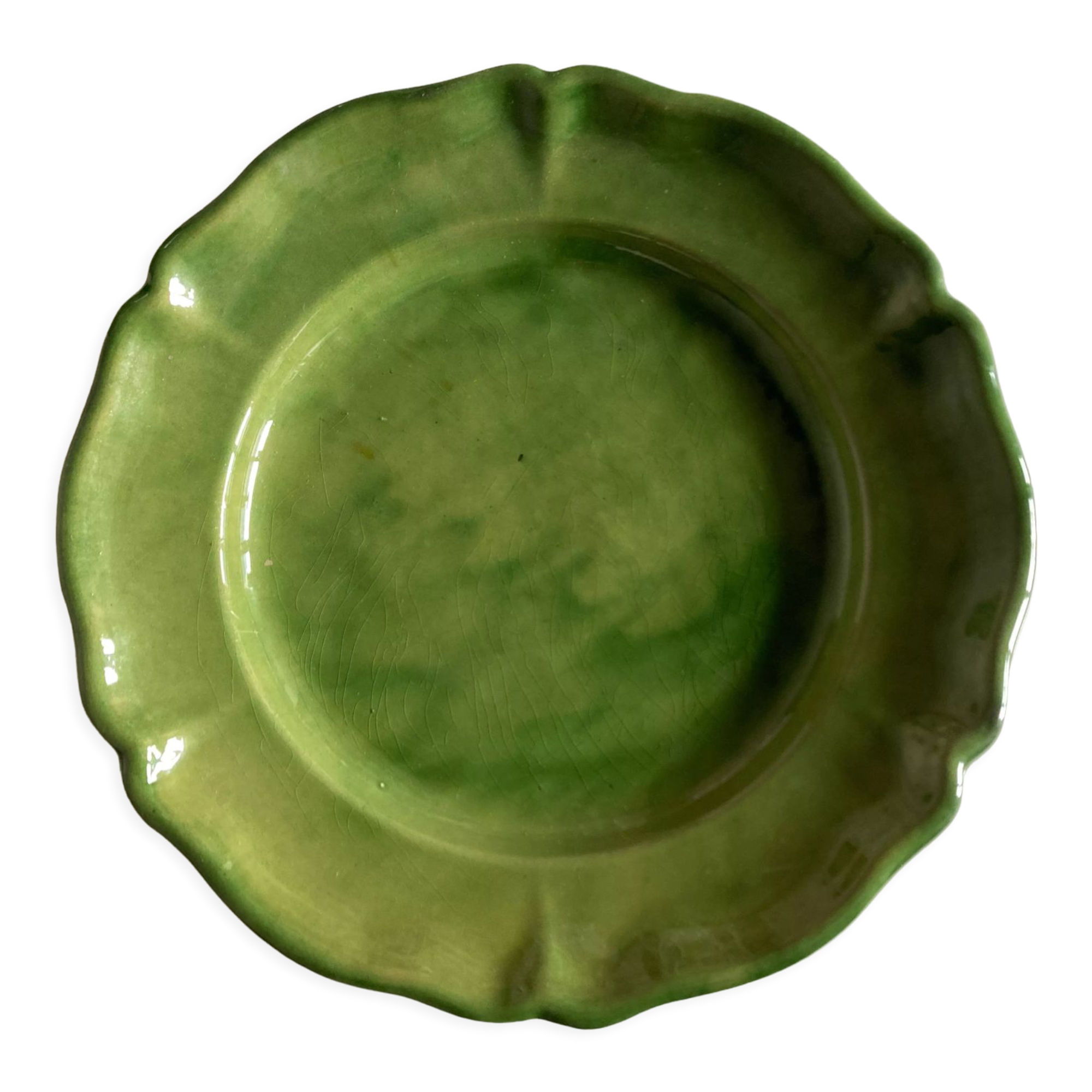 Glazed clay dish Biot verte XXL 1960
