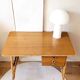 Vintage wood and rattan desk by L. Sognot