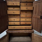 Two-part office furniture made of solid pine from the 20th century.