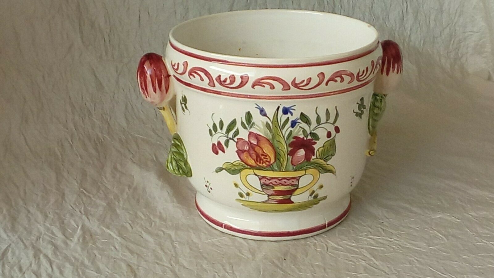Cache pot en faience decor strasbourg 20 eme