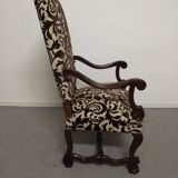 Pair of ceremonial armchairs in blackened oak, France late 18th century.