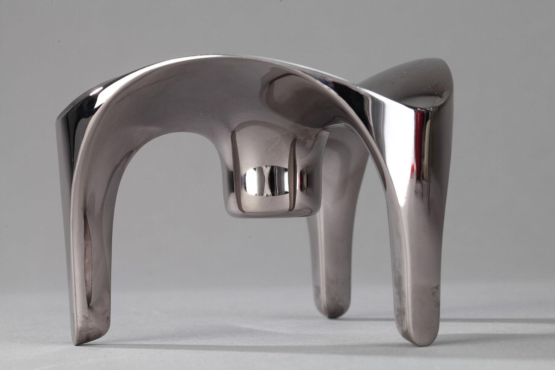 Set of 9 modular candle holders in chromed metal, nagel germany