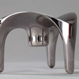 Set of 9 modular candle holders in chromed metal, nagel germany