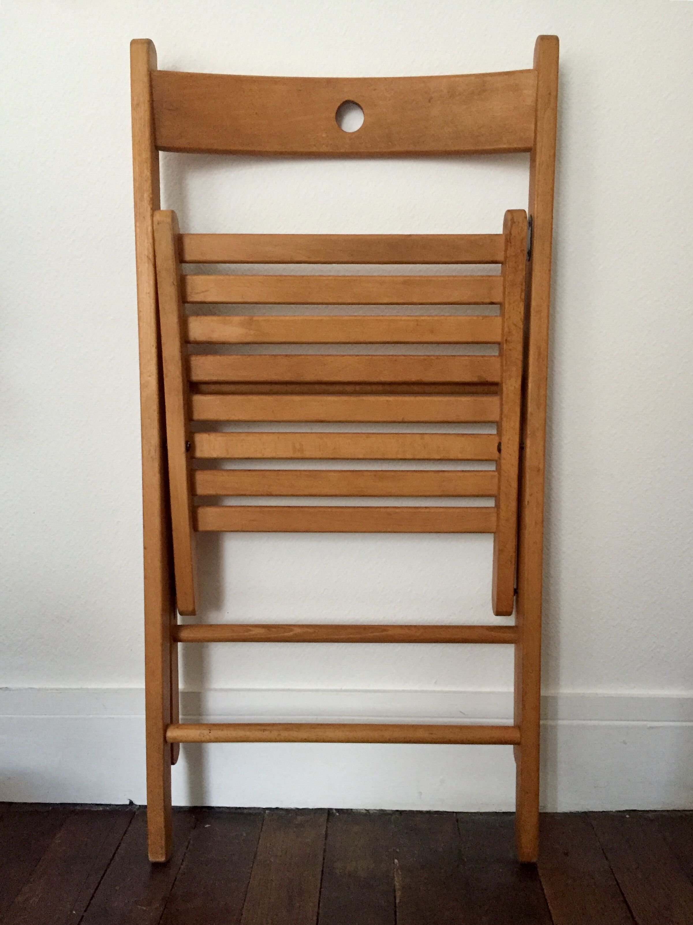 2 folding wooden chairs