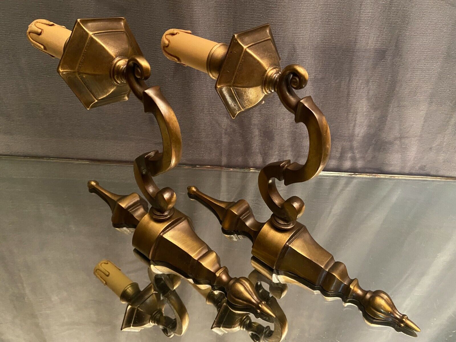 Pair of Louis XIV style brass sconces