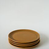 Set of 4 stoneware dessert plates with Sarreguemines edging, Made in France, 1970