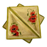 Plat et 2 raviers Vallauris Coquelicots