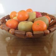 Teak fruit basket Scandinavian style 60s 70s
