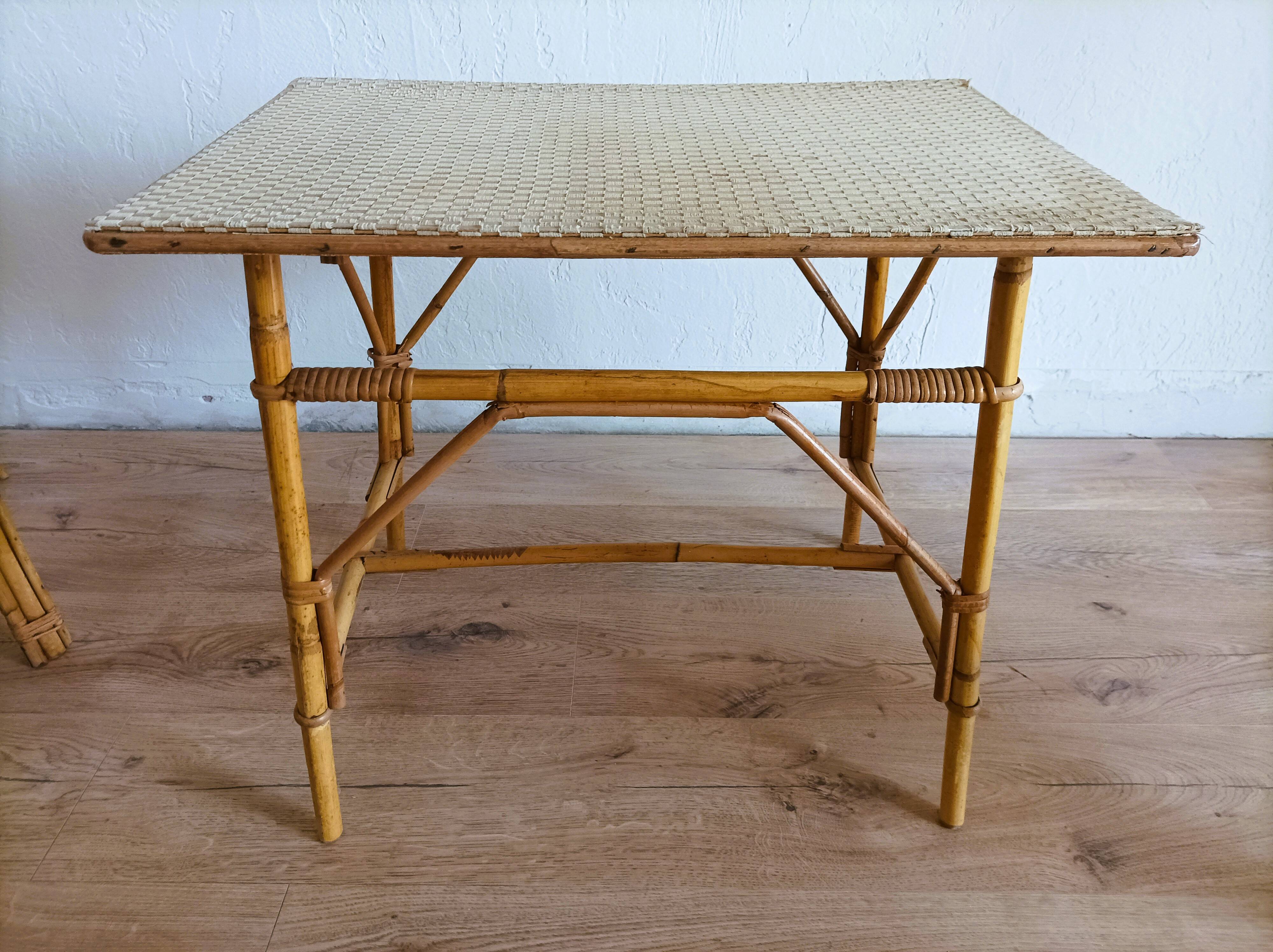 Rattan armchairs and table