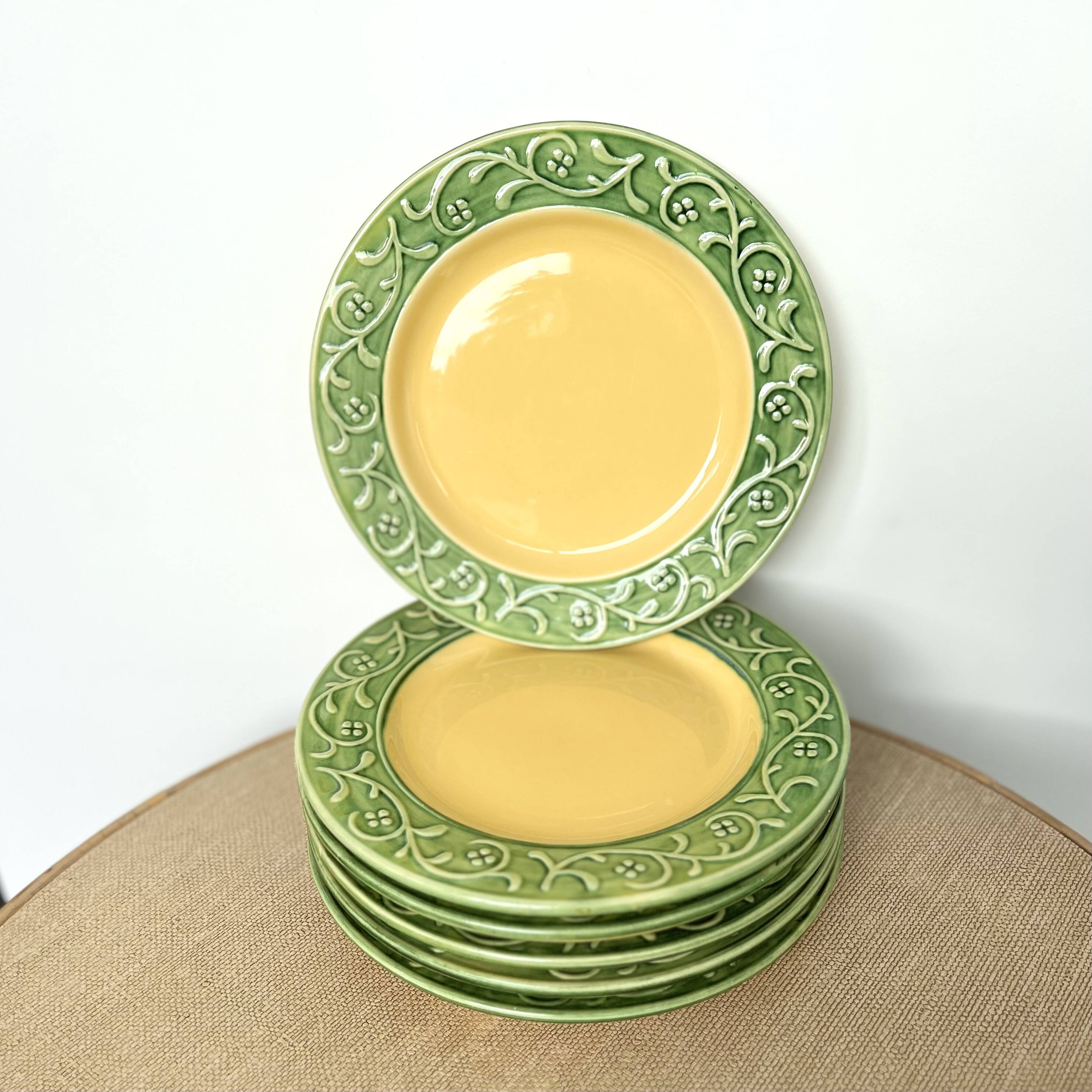 Barbotine frieze dessert plates
